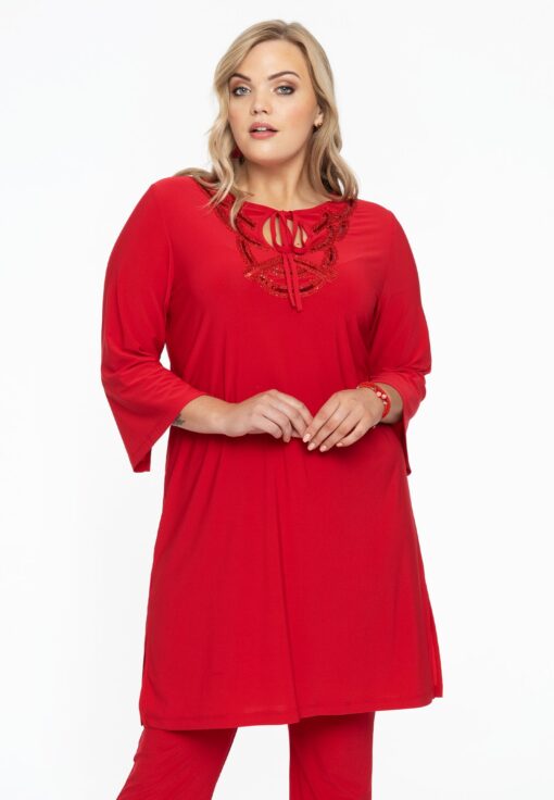 Yoek Tuniek met kralen | Rood | Maat 50/52