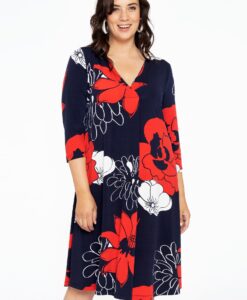 Yoek Jurk V-hals POPPY | Rood | Maat 38/40