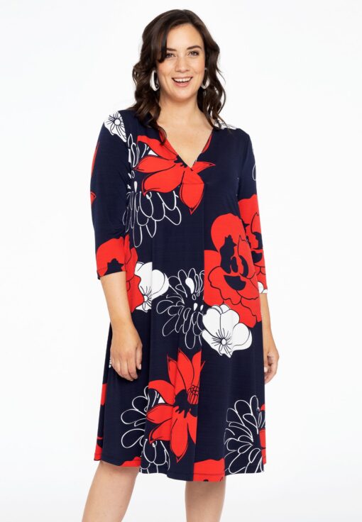 Yoek Jurk V-hals POPPY | Rood | Maat 38/40