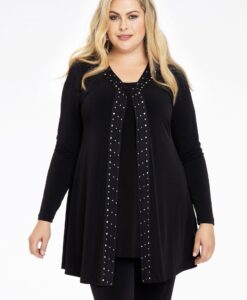 Yoek Cardigan strass | Zwart | Maat 46/48