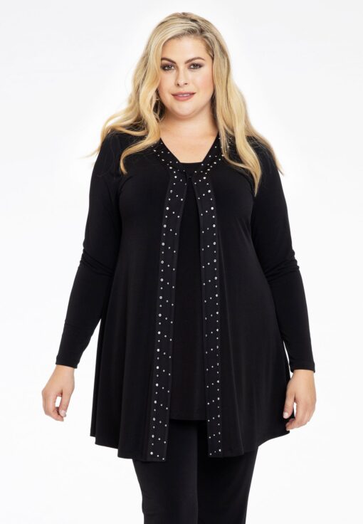Yoek Cardigan strass | Zwart | Maat 46/48