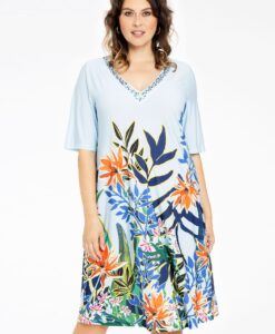 Yoek Jurk met kralen BOTANIC | Blauw | Maat 50/52