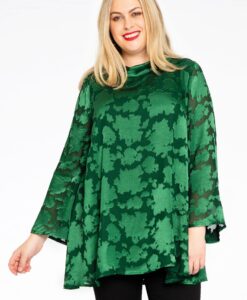 Yoek Tuniek turtle neck DÉVORÉ | Groen | Maat 38/40