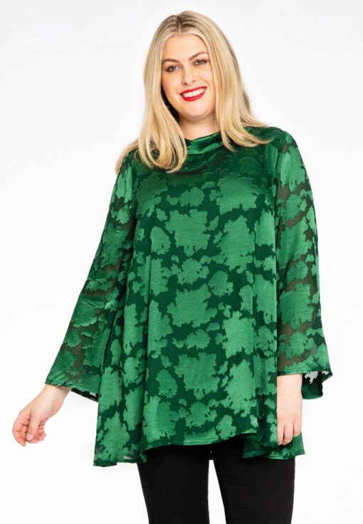 Yoek Tuniek turtle neck DÉVORÉ | Groen | Maat 38/40