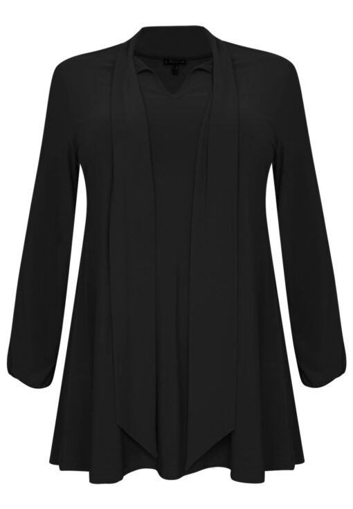 Yoek Tuniek wide bottom met strik | Zwart | Maat 38/40