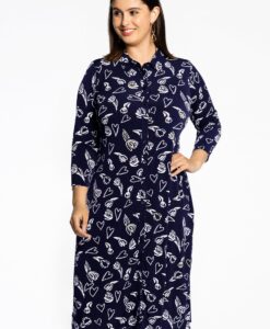 Yoek Blouse midi TULIP/HEART | Blauw | Maat 46/48