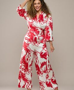 Cassandra Print Broek Rood / Wit Maxi