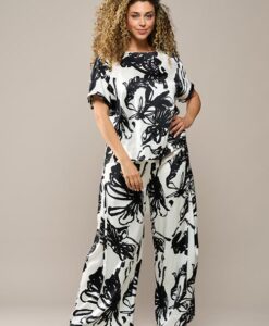 Cassandra Print Broek Zwart / Wit Maxi