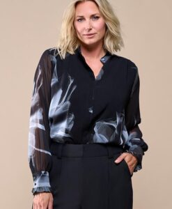 Caylee Print Blouse Zwart / Wit Maxi