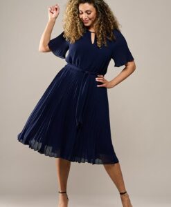 Haily Plisse Jurk Navy Maxi